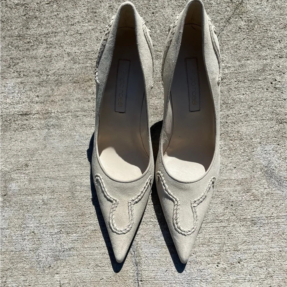 Rare⭐️ EUC Sergio Rossi Leather Suede Pointed Toe Pumps Size 10 - Picture 3 of 15